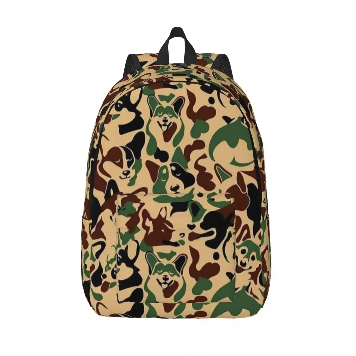 Corgi camouflage camo cool backpack sports student hiking travel