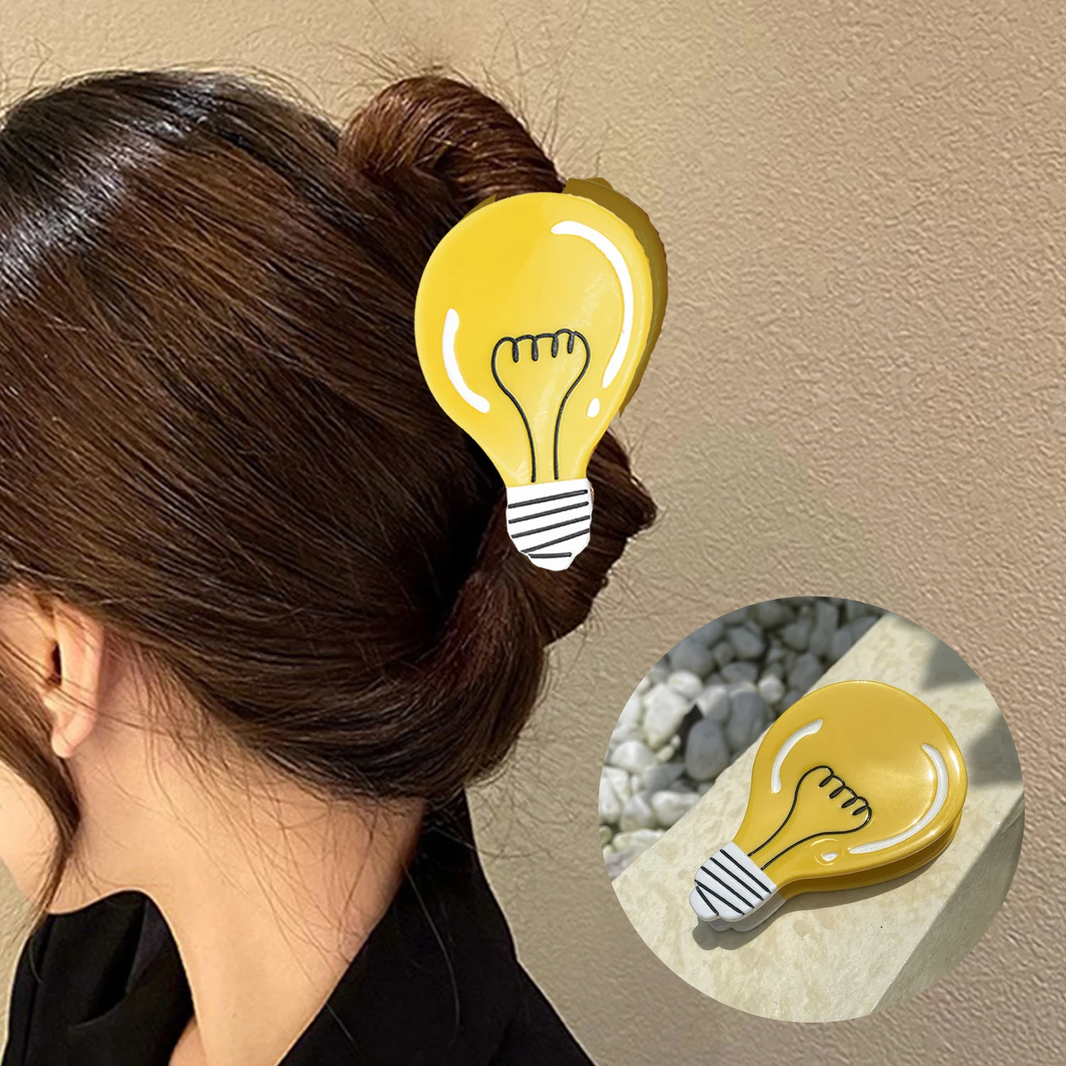 

Cartoon Cute Hair Claw Dancing Party Headwear Fashion Simulated Bulb Hair Claw Creative Small Light Bulb Acetic Acid Hair Clip
