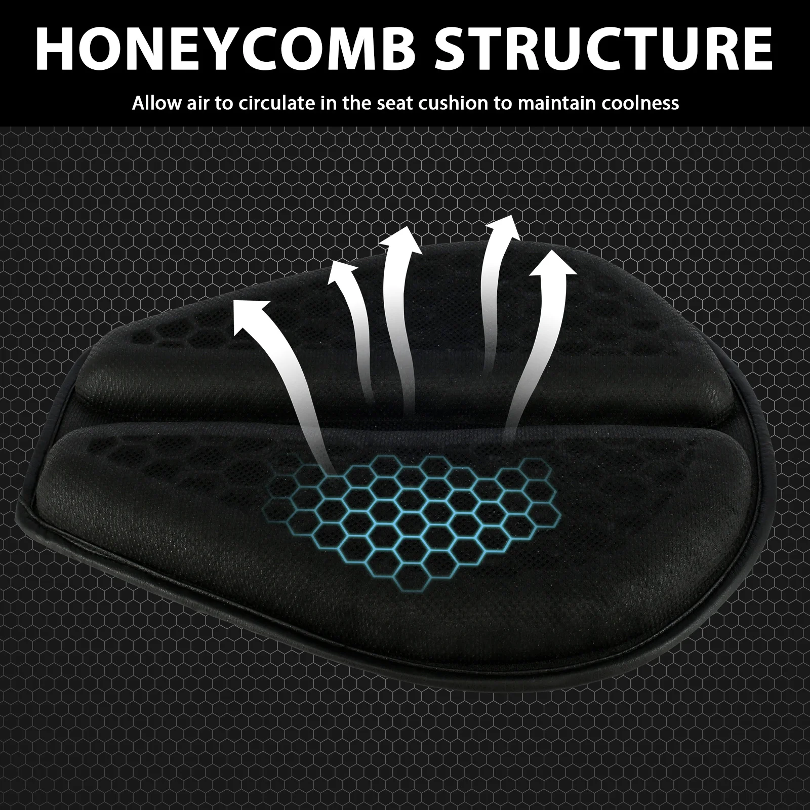 Anti-Slip Motorbike Gel Seat Pad 3D Honeycomb Shock-Absorbing Motorcycle Seat Cushion Breathable Motorcycle Seat Cover Accessory