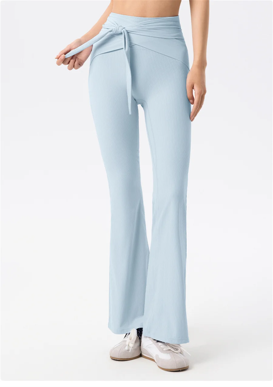 Ausgestellte Yoga-Leggings mit hoher Taille für Damen, atmungsaktive Turnhose mit weitem Bein, moderner Tanz, klassisches Training, ausgestellte lange Hose – Detail 5