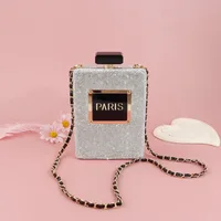 Luxury Rhinestone Evening Bags Acrylic Paris Perfume Shaped Bag Purses Clutch Vintage Banquet Handbag Shoulder Crossbody Bags 1