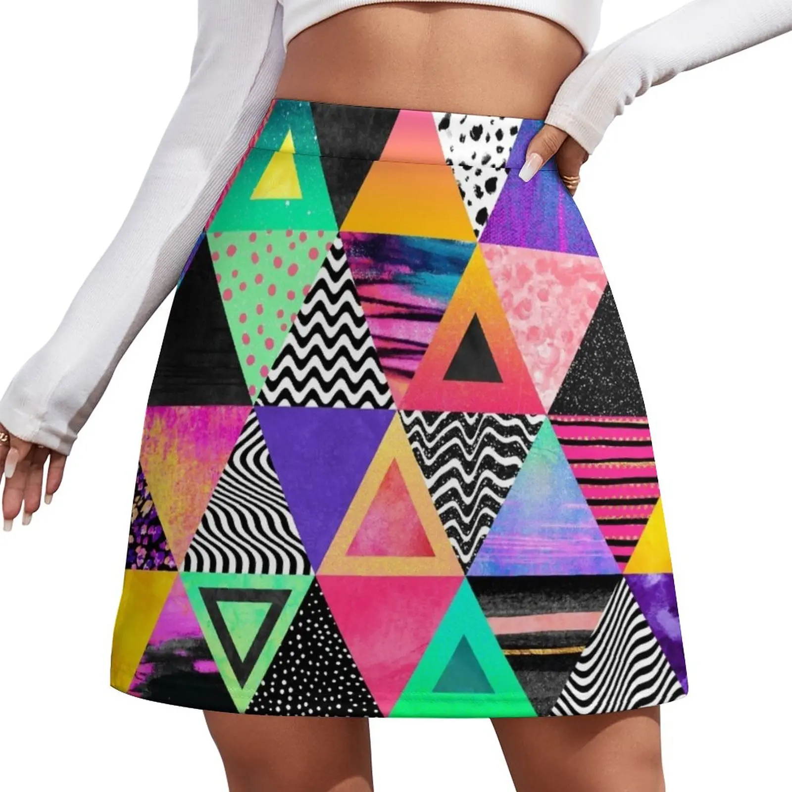 

Quirky Triangles Mini Skirt kawaii skirt korean women's clothes elegant skirts for women Clothing female