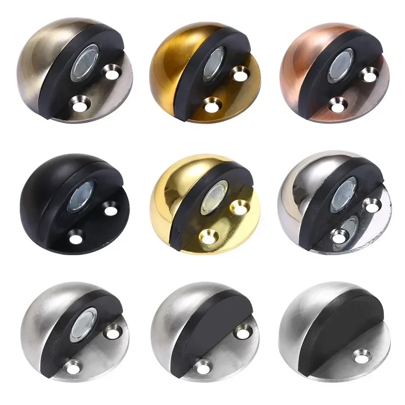 Stainless Steel Magnetic Dual Door Stopper Nail-free Catch Wall Protector Bumper Wedge Stop Floor Holder Door Stops Hardware