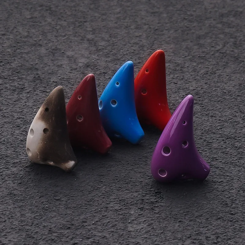 Traditional 6 Hole Ceramic Ocarina C Tone Unbending Add Fun Colorful Music Lover Mini Ocarina Lanyard for Child Beginner