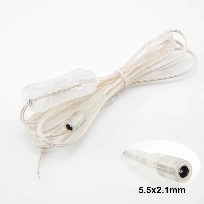 

2M Line DC 12V Cable DC Female Connector extension Power Cord for 304 LED Lamp Strip Light Switch On Off Button 5.5x2.1mm C1