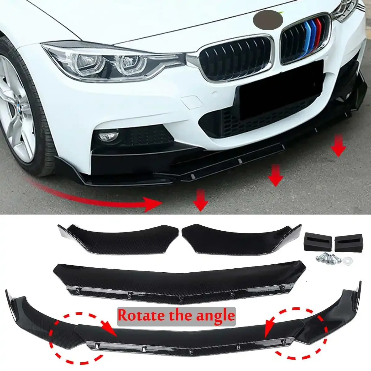 3Pcs Car Universal Paraurti Anteriore Lip Body Kit Spoiler Lip Diffusore Per Subaru Wrx Sti Impreza Per Infiniti Q50 Q60 Q70 G25 G37