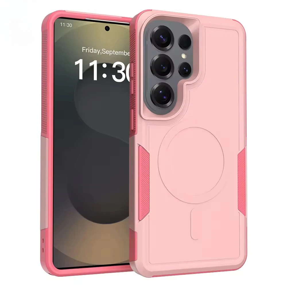 Enhanced Black Shockproof Armor Case with Magnetic Hybrid Design
