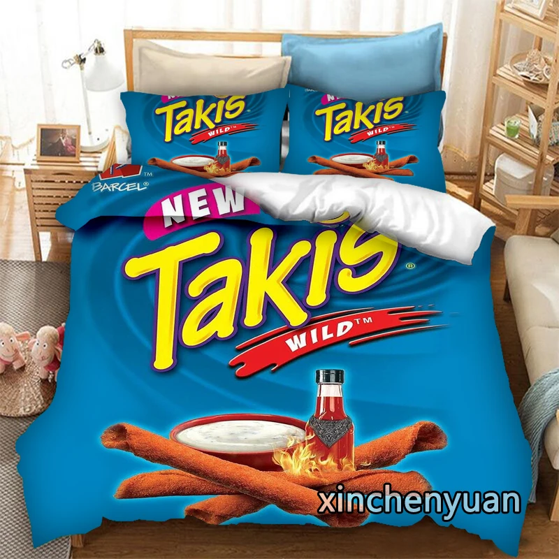 thumbnail image 1 of Juego de cama con estampado 3D de Snacks Takis de Phechion, fundas de edredón, fundas de almohada, juegos de cama con edredón de una pieza, ropa de cama, lino K275, 1 of 5