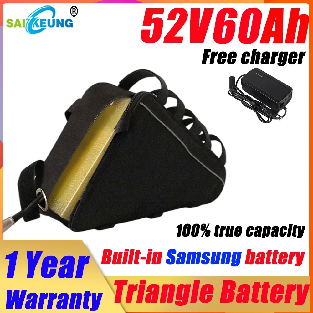 

Triangle 52V 25ah 30AH 35ah 40AH Frame electric bike 1000w 52V 50ah lithium Battery 2000w 20ah Huge Capacity 2000W with Charger