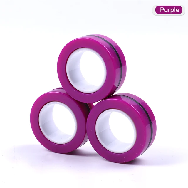3pcs Magnetic Rings Unzip AntiStress Ring Spinner Magnetic Spinner Magic Ring Tool Bracelet For Children and Adult 3pcs-purple