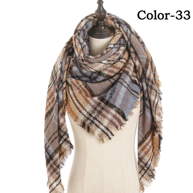 2021 new Cashmere Scarf For Women Plaid Knitted Triangle Pashmina Winter Warm Shawl Wraps Bufanda Female Soft Neck Echarpe UE-33