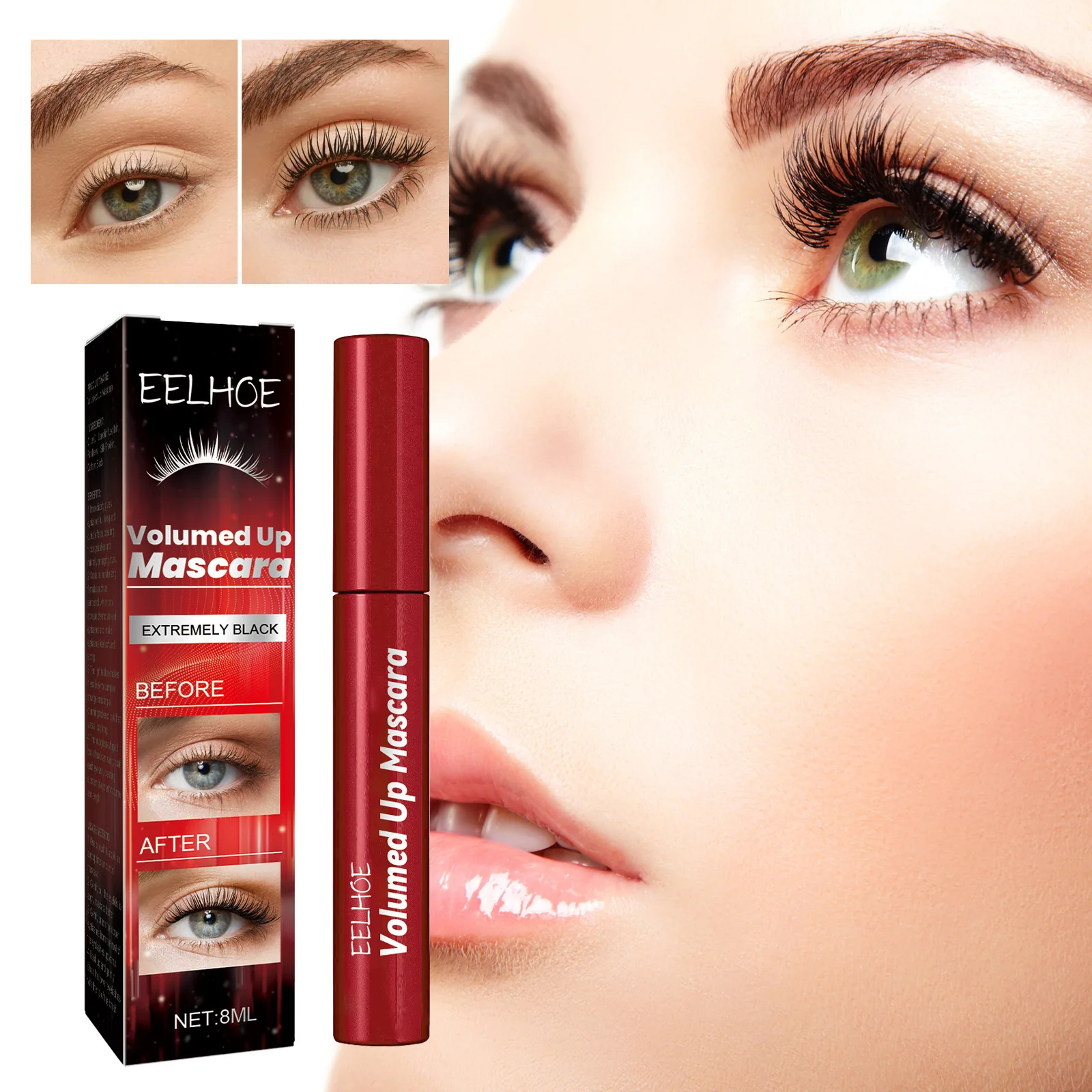 

Eelhoe Mascara Moisturizing Eyelashes Long Curling Black Beautiful Natural Makeup Not Smudge Mascara Eyelash Growth Serum