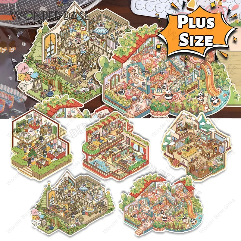 3D Miniature Scene Stickers Landscape Sticker Pocket Cabin Scene Stacking Pasting Large Size For Kid Child Student Festival Gift For decorative stickers,self adhesive stickers,stationery stickers,paper stickers,adhesive stickers,decorative labels stickers,diy scrapbooking accessories