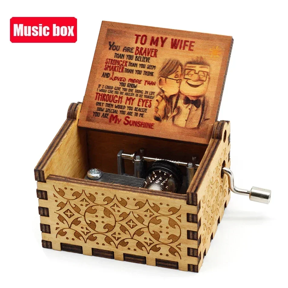 # # # Der Albtraum vor Weihnachten, Spieluhr aus Holz, Handkurbel, Albtraum vor Weihnachten, antik gravierte Spieluhr, Geschenke – Detail 9