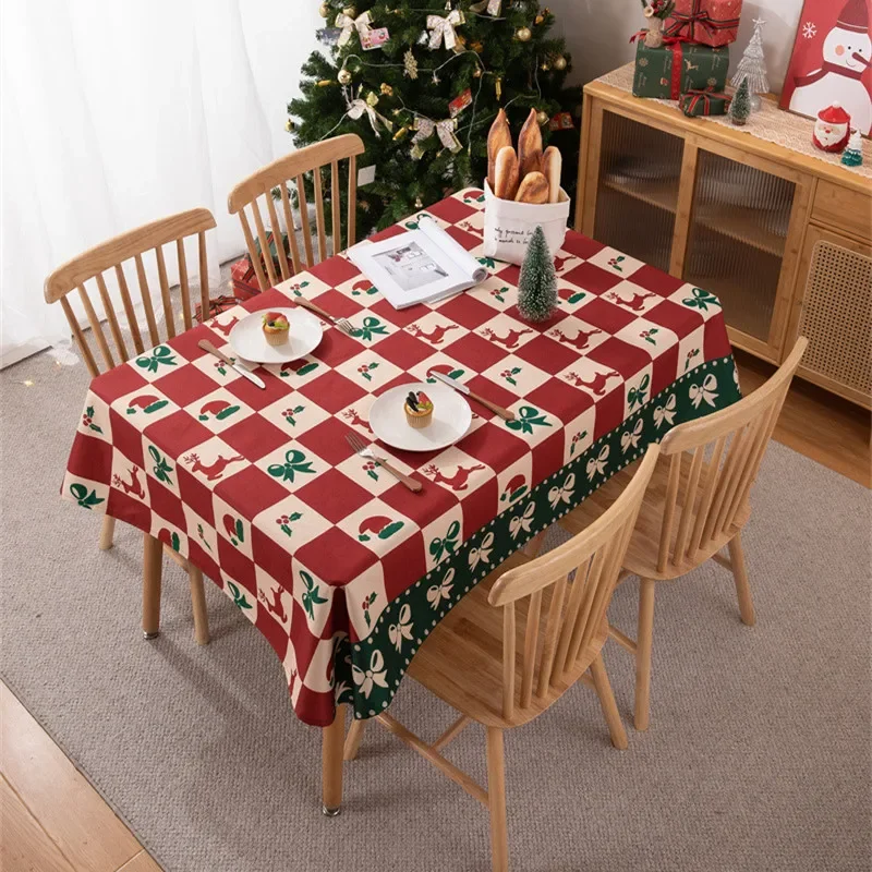 

Рождественское оформление для обеденного стола, домашнее украшение, роскошный Снежинка, элегантный льняной водонепроницаемый полиэстер для кухни и пикника