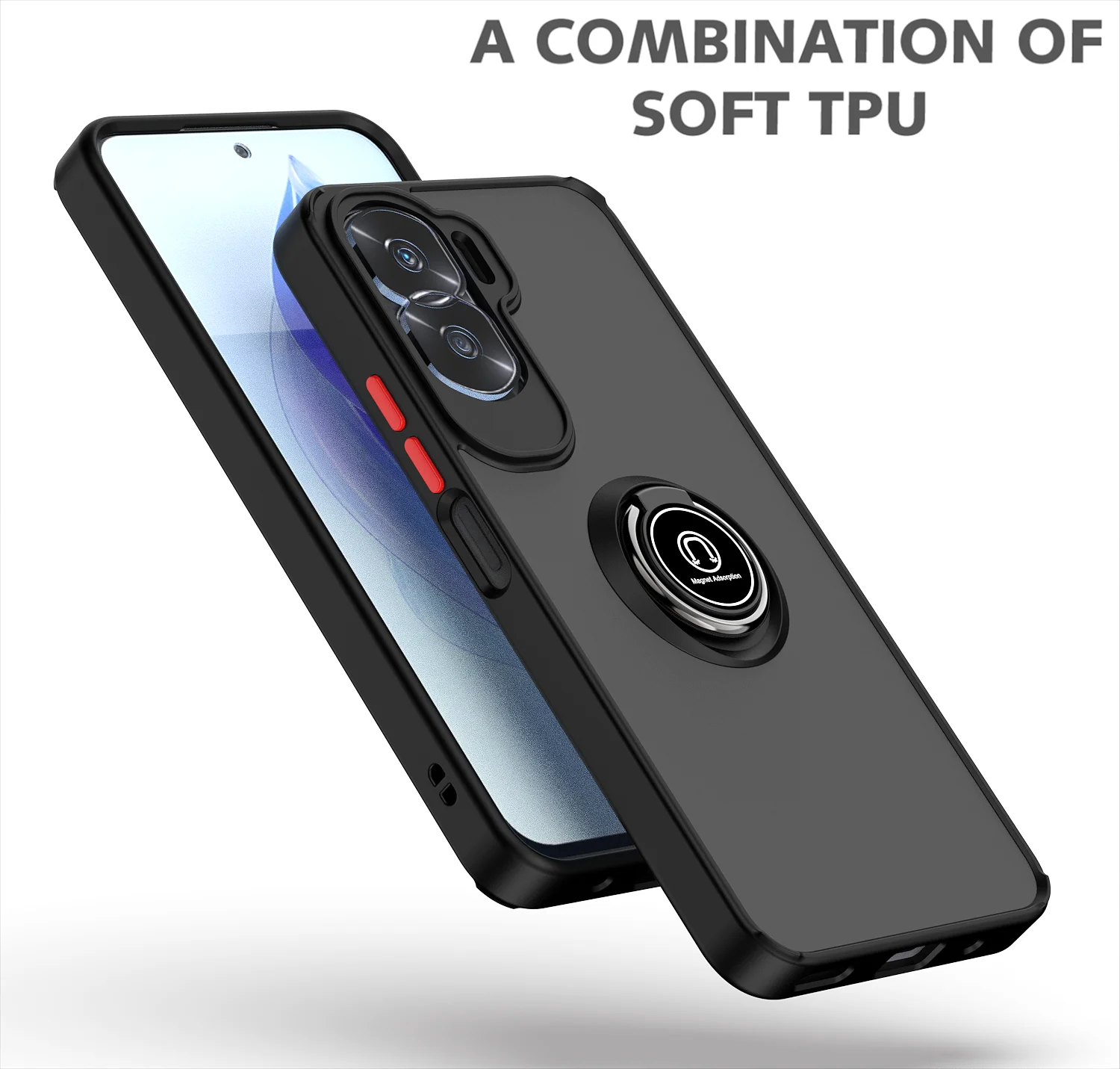 Enhanced Shockproof Armor Case with Matte Hard Back and Ring Stand Holder