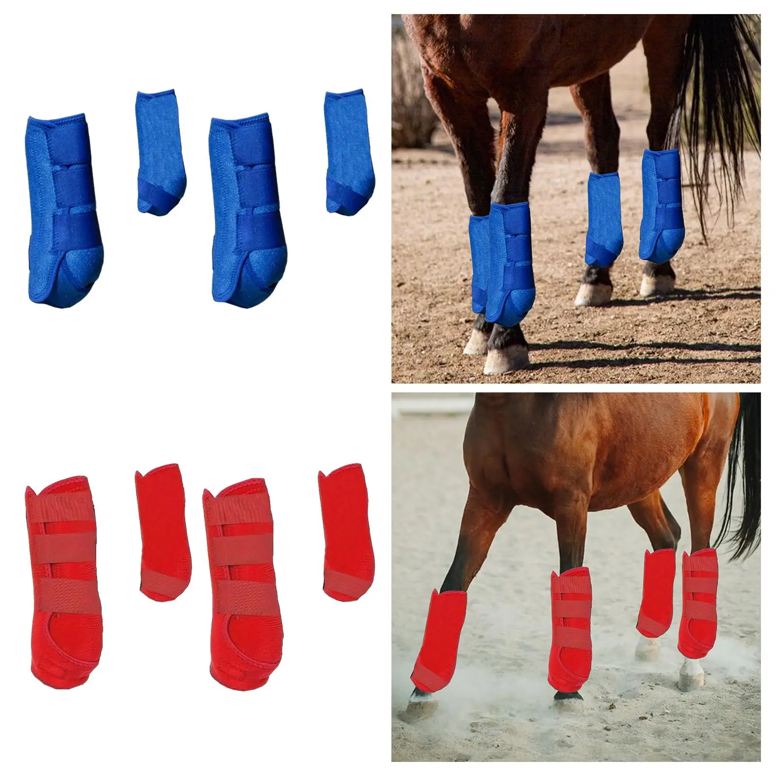 4Pcs Horse Boots Leg Protective Support Shockproof Neoprene Portable Leg Wraps Gear for Jumping Riding Equestrian Accessories