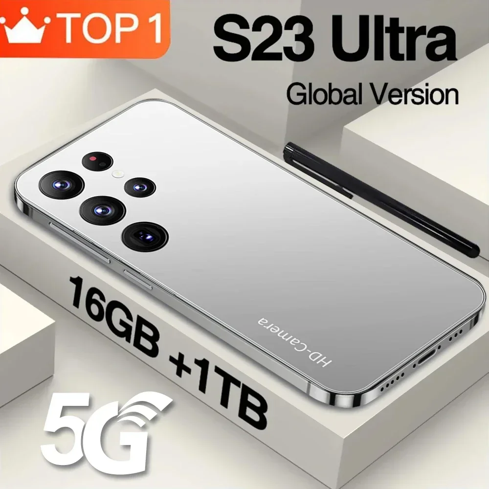 

S23 Ultra Mobile Matin,portables, Face ID, Écran HD 6.8, Touriste, Sim, Android 13, 5G, 16 + 1 To, Version globale, Nouveau