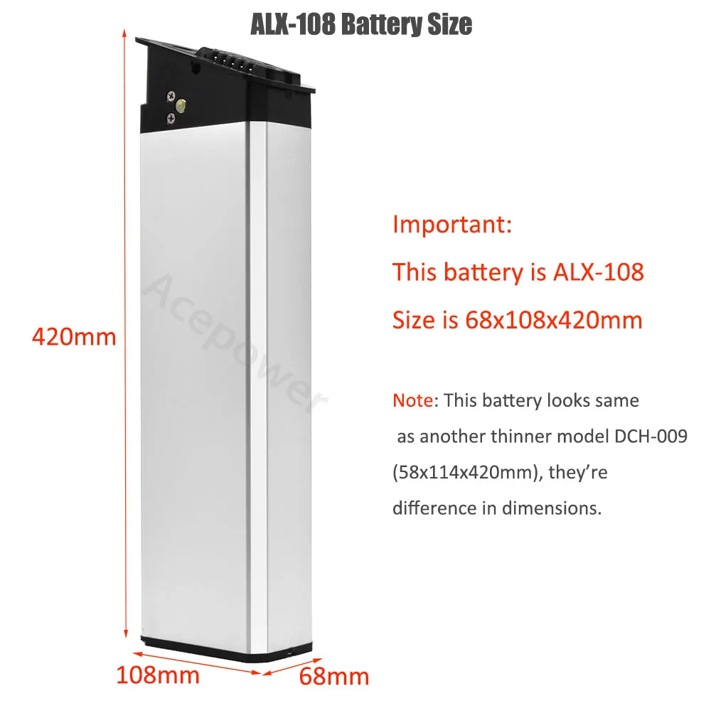 Battery 48V 20Ah 16Ah ALX-108 for G-FORCE NEW T42 T5 Folding Fat Tire Electric Bike Replacement Battery 960Wh for 1000W Ebike