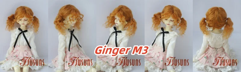 Fjusuns  JD816 Full Sizes  Soft Messy Baby Curly Twins Pony Mohair BJD Doll Wigs