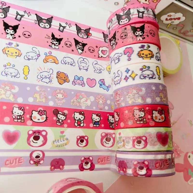 Kawaii My Melody Cinnamoroll Kuromi DIY Decorative Washi Tape Anime  Sanrioed Cute Girl Heart Material Tape Stickers