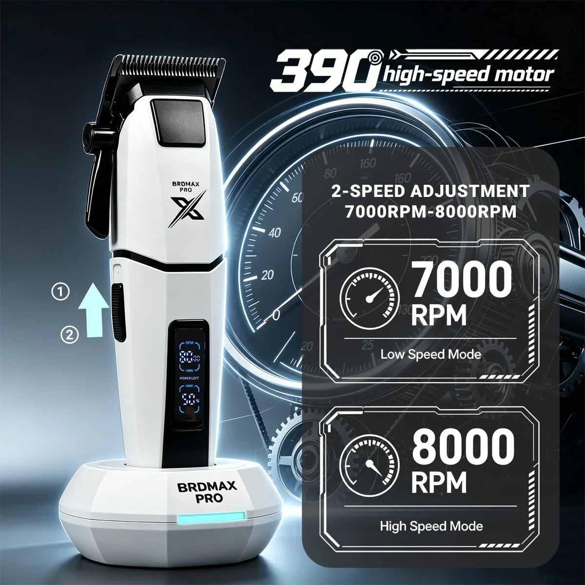 BRDMAX PRO DRM105 8000RPM 무선 헤어 클리퍼 FA1T 이발사 트리머 세트 전문 살롱 전기 헤어 커팅 머신