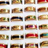 20pcs/lot Black Blue Quality Stainless Steel Bright Shell Band Ring Men Wedding Rings Women Party Jewelry 2