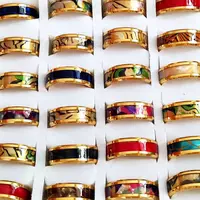 20pcs/lot Black Blue Quality Stainless Steel Bright Shell Band Ring Men Wedding Rings Women Party Jewelry 2