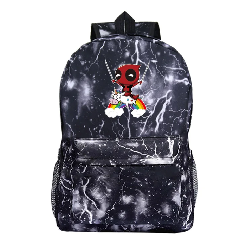 MINISO Disney Deadpool Series Cartoon Pattern Backpack Student School Bag Outdoor Travel Bag Creative Sports Bag