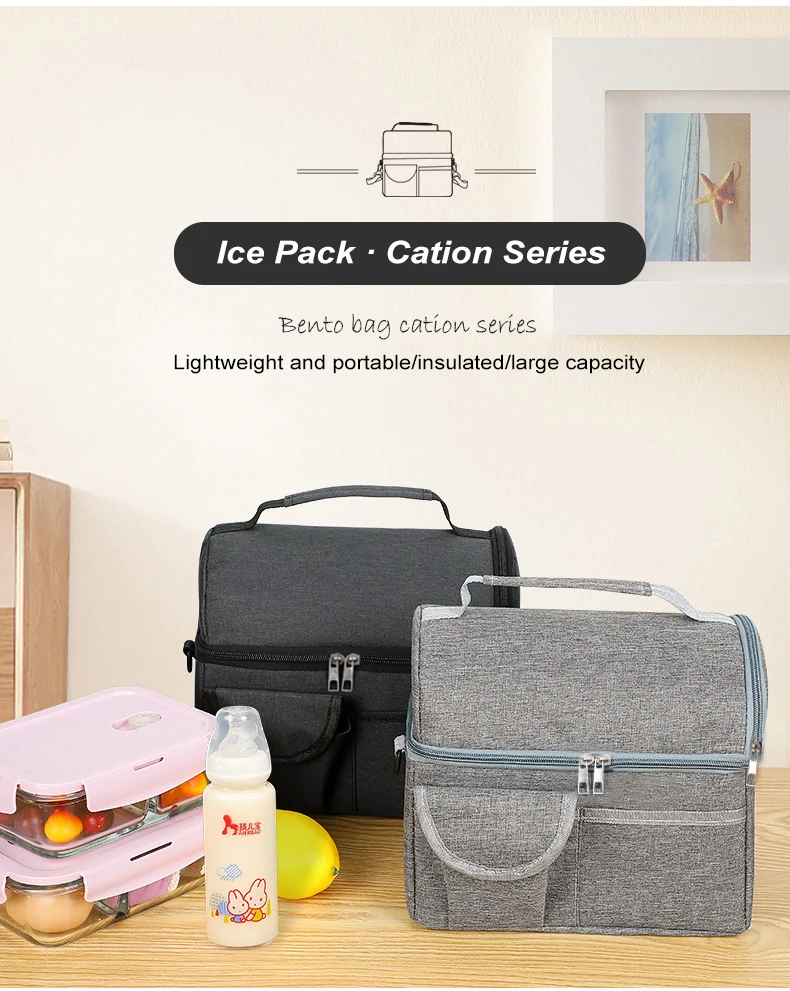 Description Picture 2 of itemPortable Lunch Box Mommy Bag Carrying Milk Storage Ice Insulation Bag Leak-proof Office Worker Bento Box Picnic Food Container