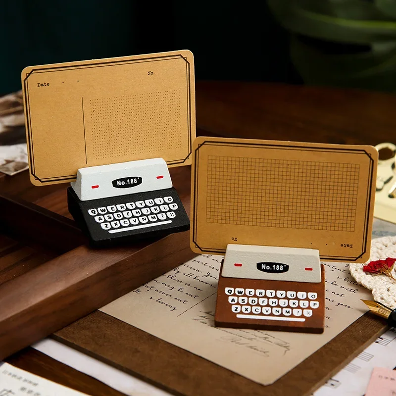 Vintage Typewriter Shape Card Holder Wooden Memo Clips Photocard Holder Kawaii Messege Note Display Stand Office Desk Organizer card holder photo card holder desk organizer desk card holder card display stand postcard holder