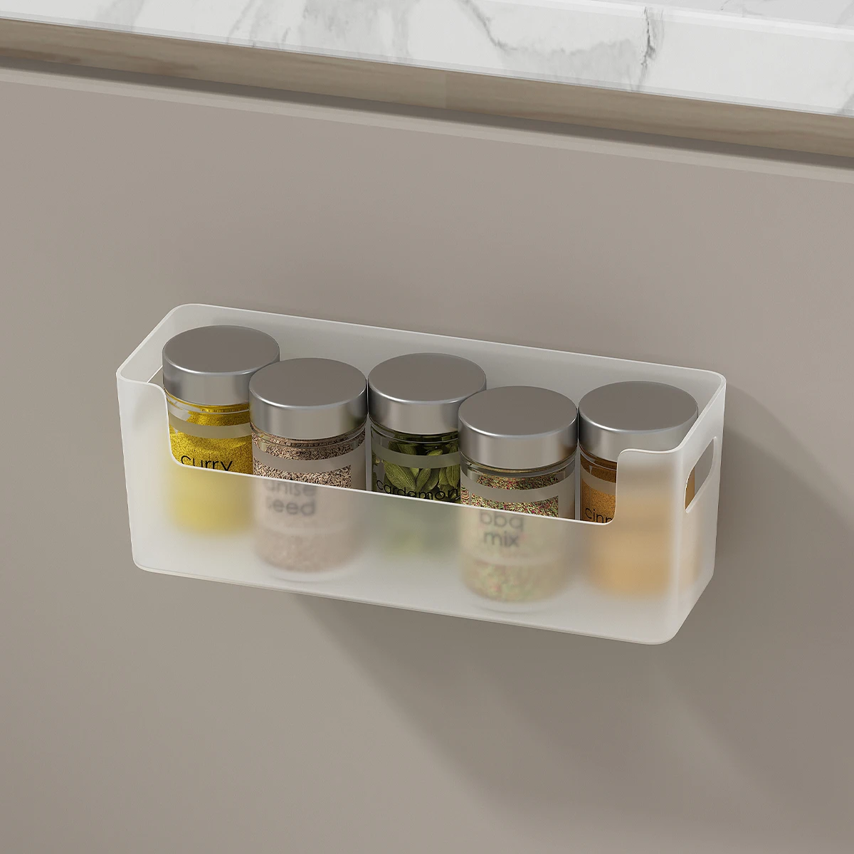 Wall Mounted Punch Free Self Adhesive Storage Rack Holder Cabinet Door Plastic Organizer Shelf Kitchen Accessories