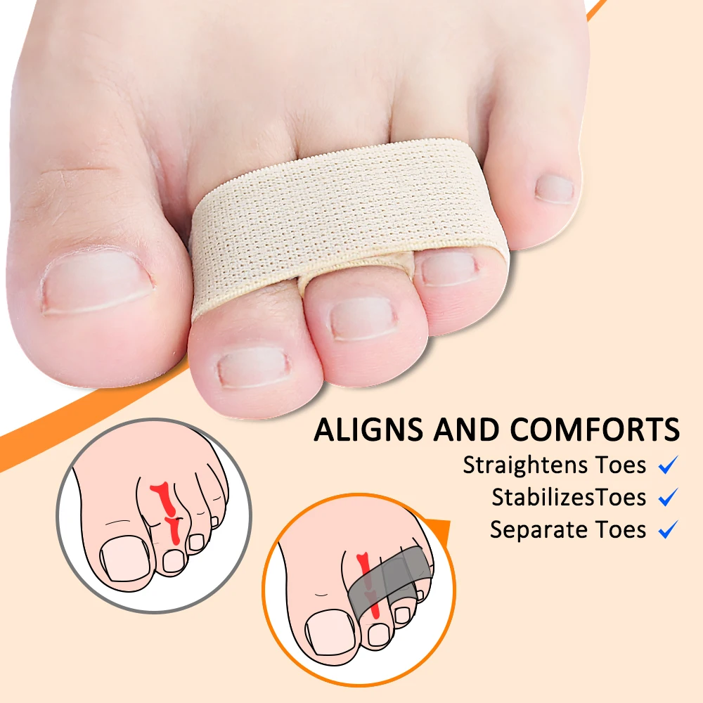 Hammer Toe Straightener 1/2/5Pcs Toe Splints Bandages for Broken Bent Overlapping and Hammer Toes Protector