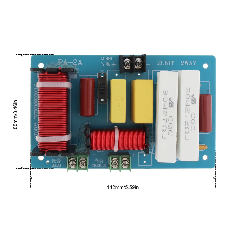 VOANZO 100W Speaker Crossover 2-weg Crossover Hoge en Lage Frequentie Crossover Point 2800Hz voor HI-FI Boekenplank Luidsprekers Centre Luidsprekers Surround Luidsprekers-Rond