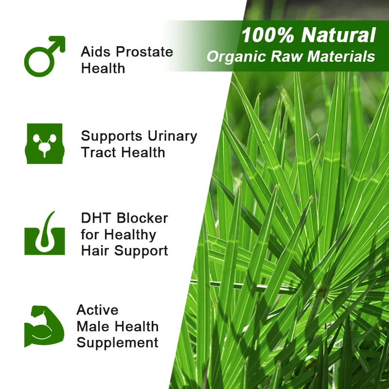 Saw Palmetto Supplement Prostate Urinary Tract Capsules Saw Palmetto Capsules 1000mg-Promotes Prostate Health Blocks DHT and Prevents Hair Loss