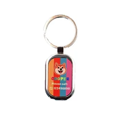 Custom Engraved Pet ID Tag with Colored Dog Avatar and Necklace Chain Charm (2)