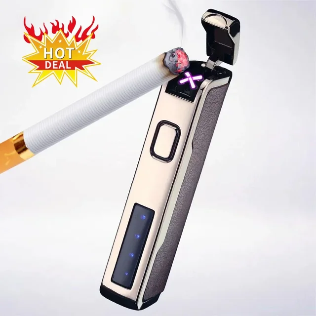 Leather Electric Lighter USB Rechargeable Lighter Cool Electronic Gadgets Technology Smart Windproof Plasma ARC Ignitor 1
