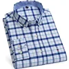 Men's Long Sleeved Shirt for Spring Autumn Leisure100% Oxford Cotton Checkered Striped Home Leisure Oversized Size 5XL-6XL-7XL