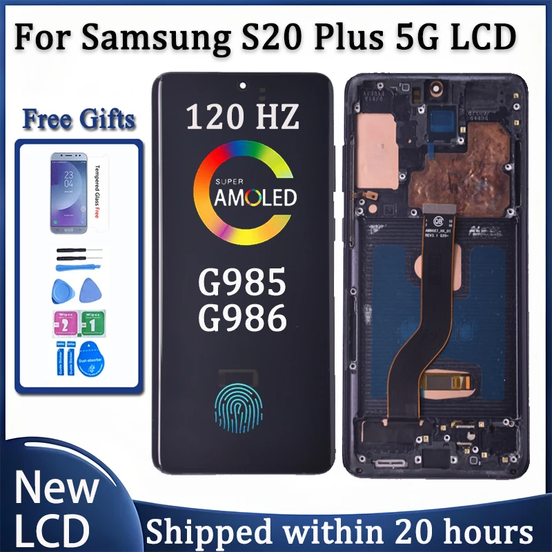 6.7 "AMOLED LCD Per Samsung S20 Plus Display LCD Touch Screen Con Cornice Per Samsung S20 + 5G G985F/DS G986B Display LCD