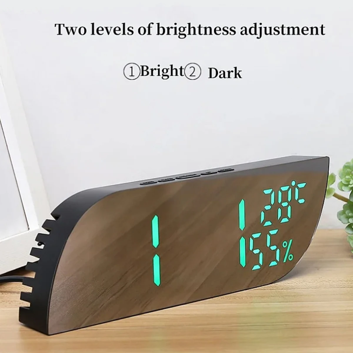 Digital Alarm Clock Temperature Humidity Date 3 Alarms 2 Display  Unlimited Snooze Table Clock 12/24H Night   Clock 4