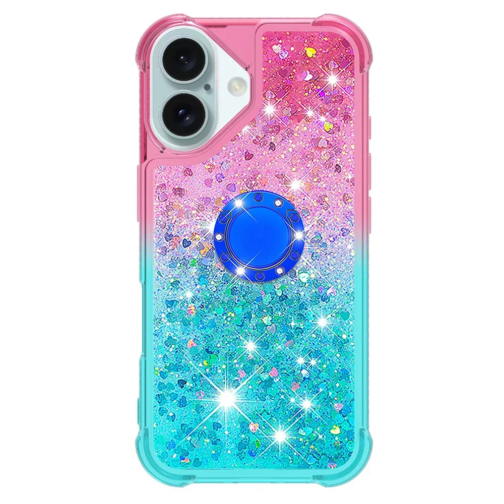 Liquid Quicksand Bling Sequins Phone Case with Ring Holder Cover