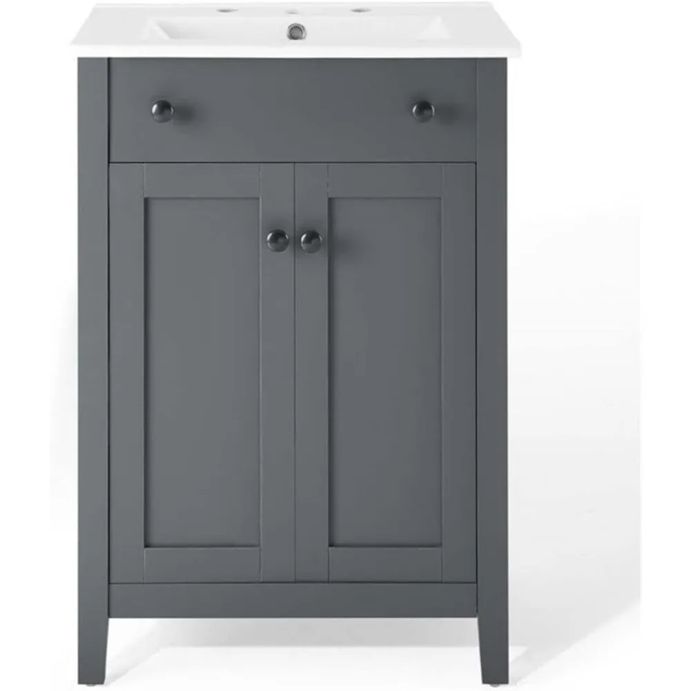 Classic modern minimalist design Bathroom vanity cabinet, 24 ", white sink, gray Product Dimensions 18"D x 24"W x 33"H 5