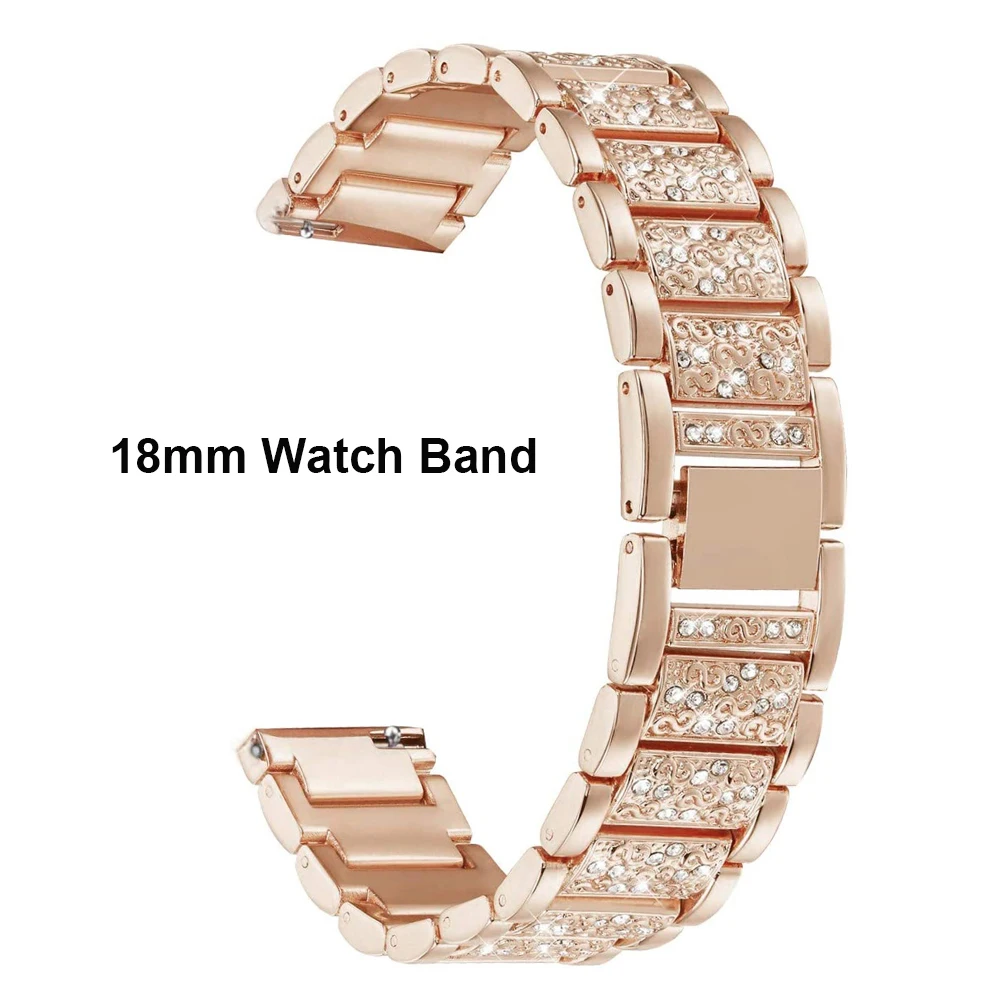 TRUMiRR Watch Band for Fossil Women's Gen 6 42mm / Gen 5e 42mm, 18mm Crystal Diamond & Stainless Steel Watchband Feminine Jewelry Strap for Fossil