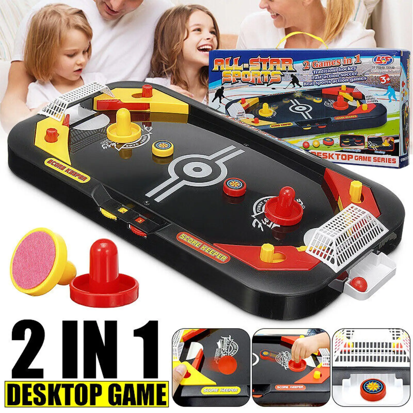 Kids Table Hockey Game 2 In 1 Soccer and Ice Mini Desktop Interactive Toy Anti-stress Party Board Games Toys For Children Adults