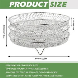 Stackable 3-Layer Stainless Steel Air Fryer Rack Cooking Tool (3-layers Round)