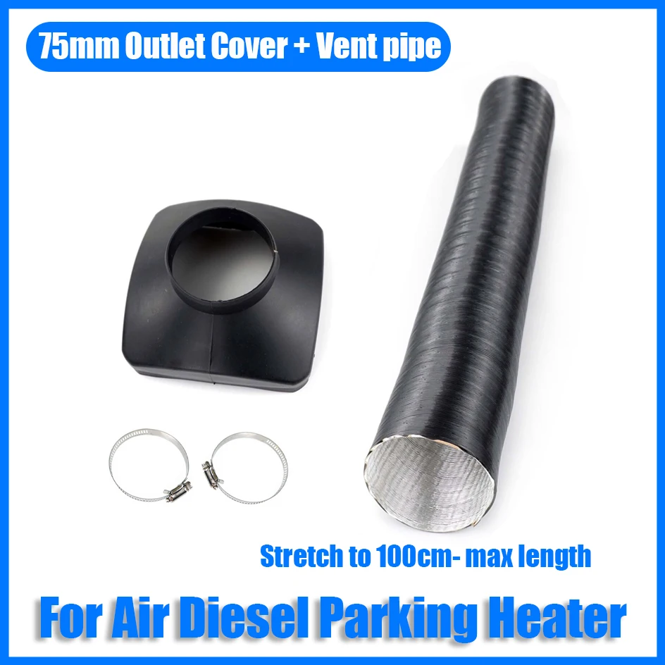 Ljourney 75mm Heater Duct Pipe Car Parking Heater Air Ducting Clamp Exhaust Port Set for Diesel Heater Nice 