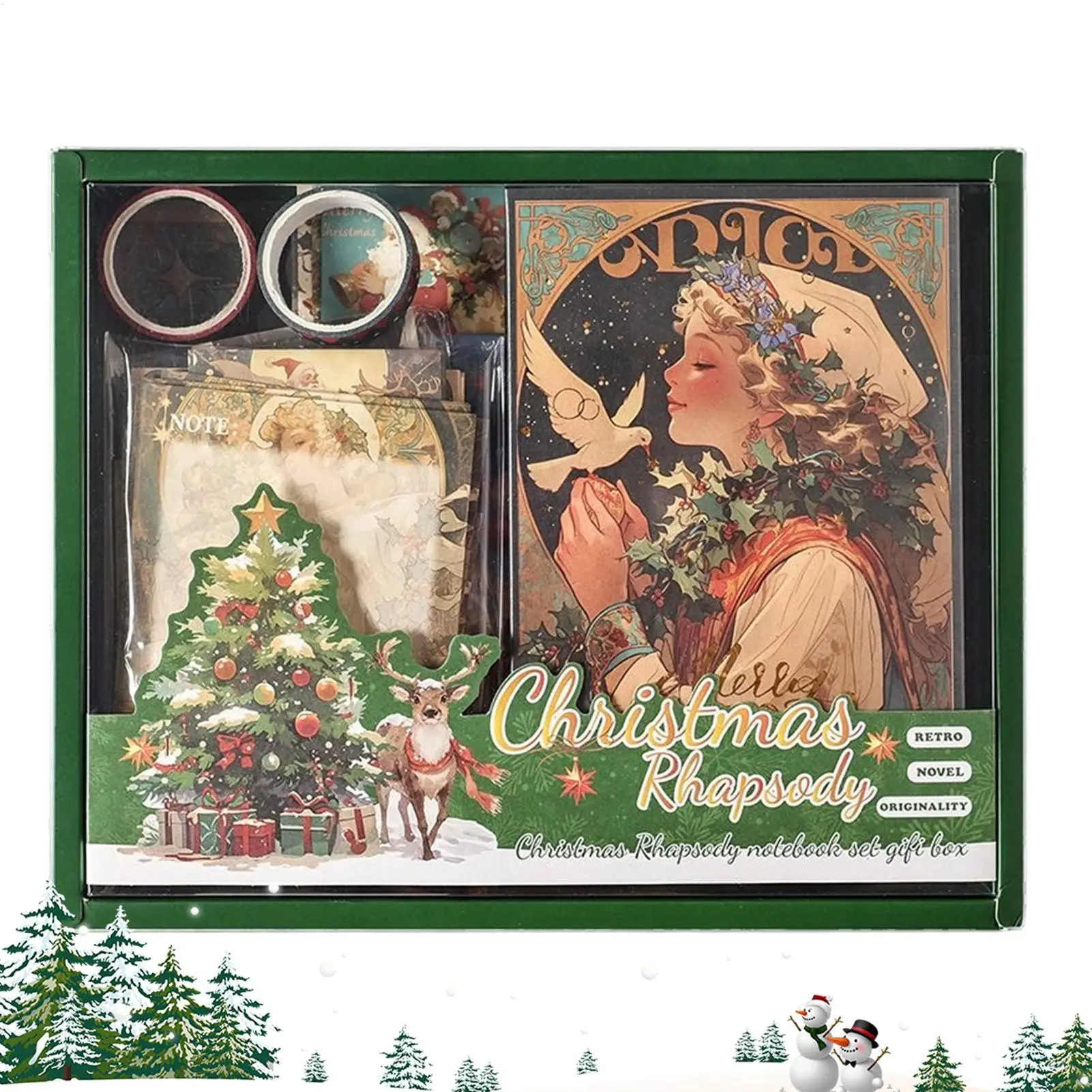 Christmas Stickers for Crafts with Notebook Christmas Theme Stickers with Sticky Notes Holiday Decals Kit for Decoration Diary