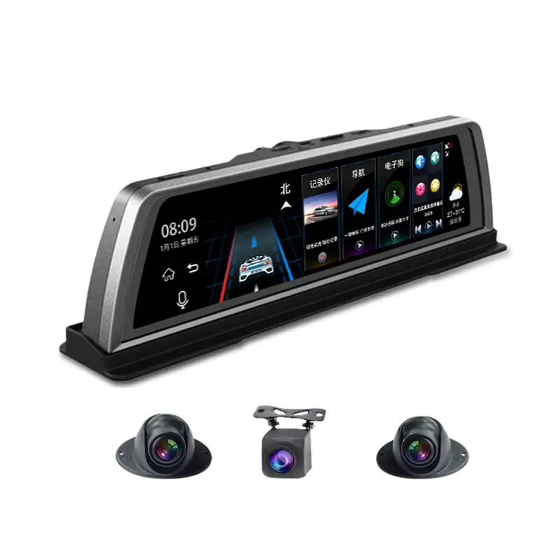 

2023 New Car Dvr Dash Cam 4g Wifi 4 Camera Adas Android 10" Center Console Mirror Gps Fhd 1080p Rear Lens Video Recorder