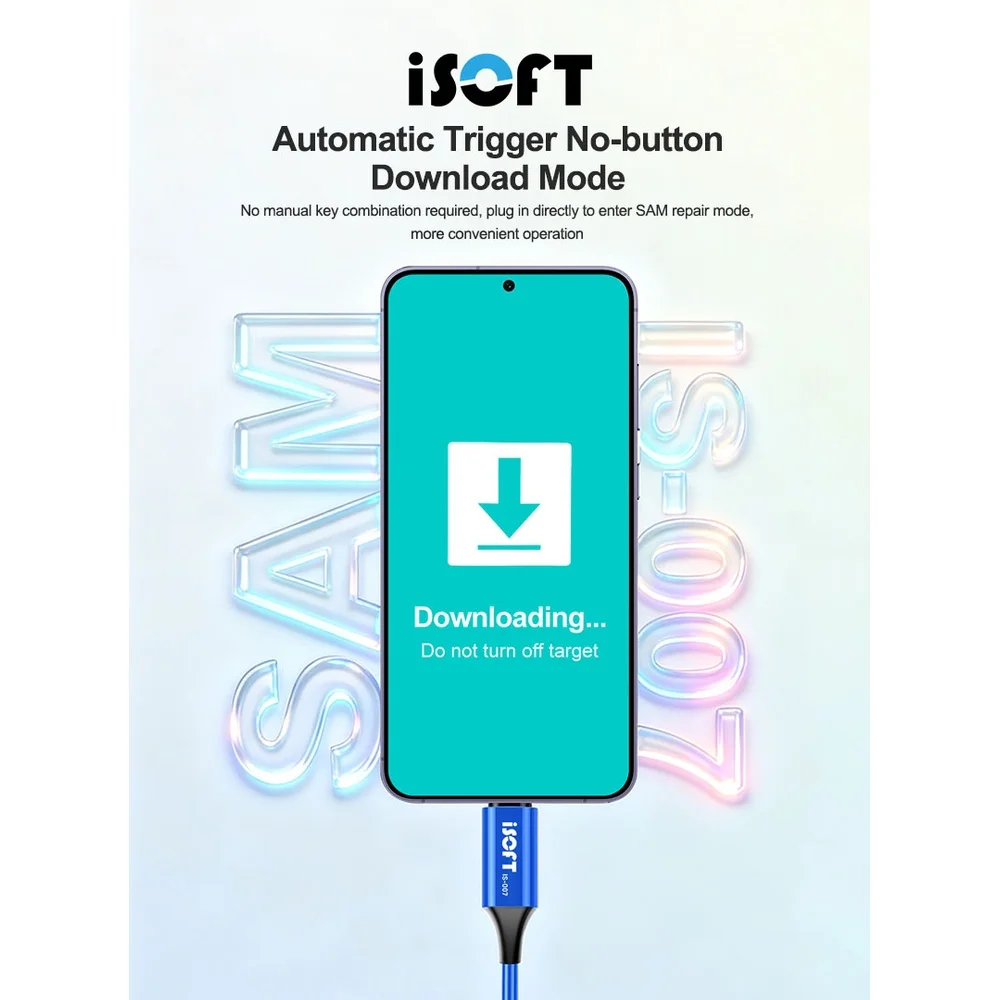 ISOFT IS-007 SAM 다운로드 모드 케이블 USB TO TYPE-C 플러그 앤 플레이 통합 모드 트리거 (삼성 S8-S25 노트 시리즈 등)