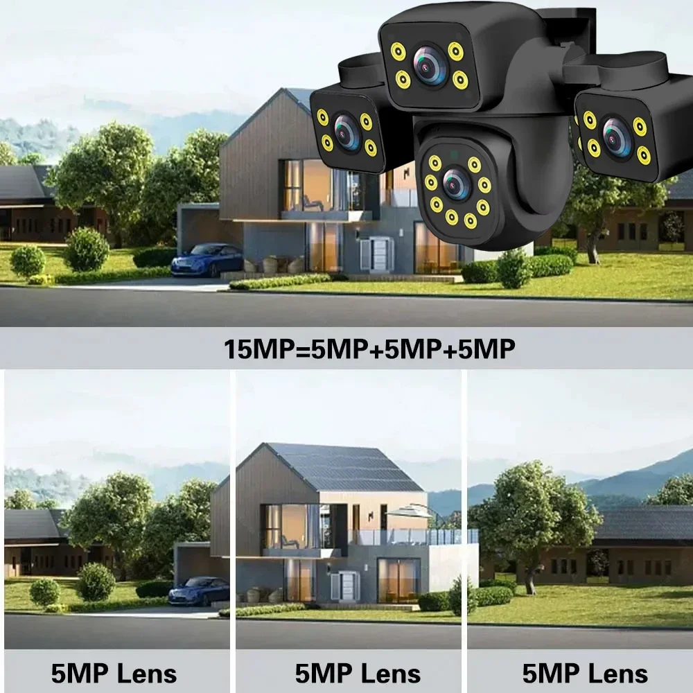 IPC360 Home 15MP Three Lens Three Lens Wifi Camera PTZ Outdoor Wireless Security Cam AI Human Monitoring Video Surveillance 2